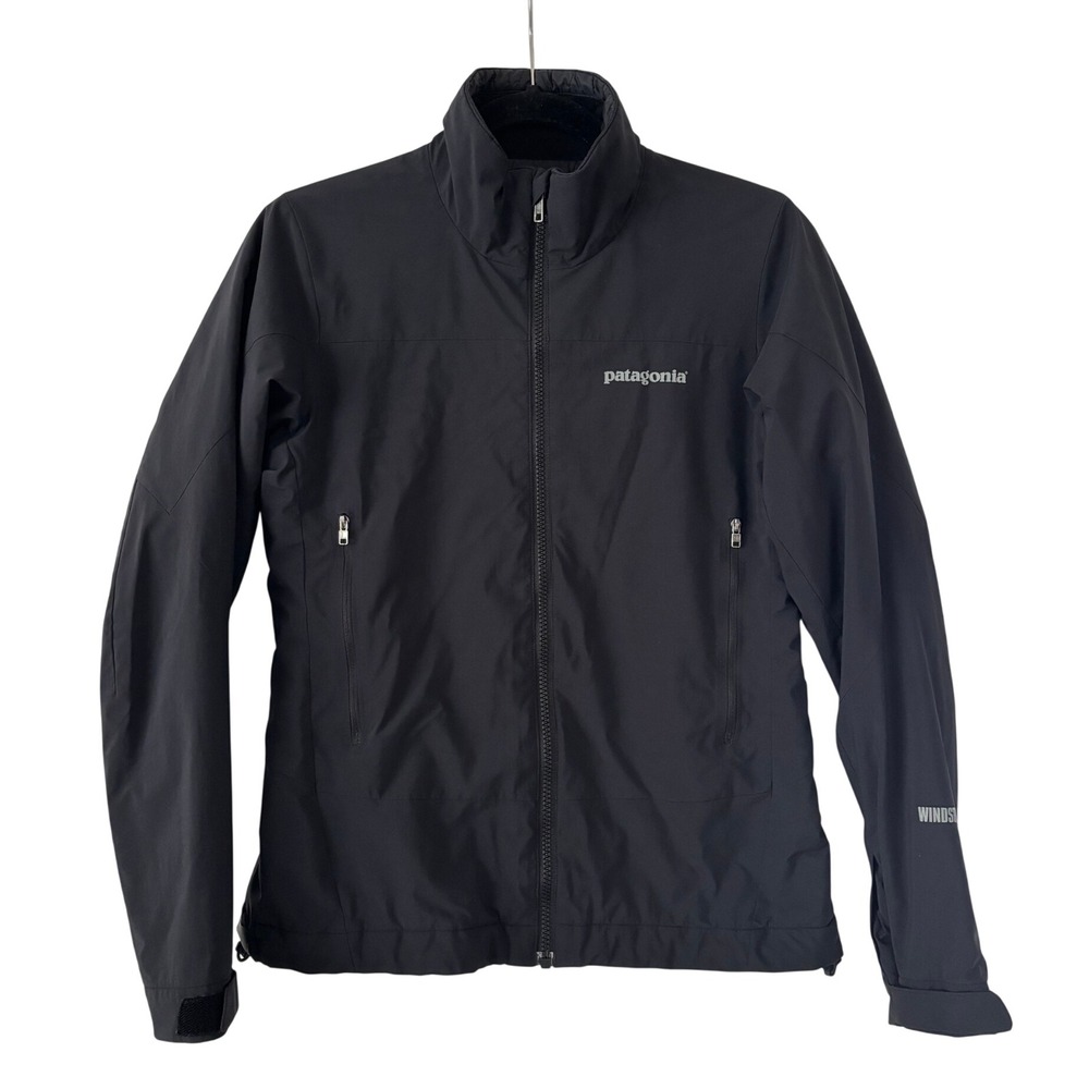 Patagonia Windstopper Jacket Women Small Black Full Zip Softshell Quilted Lining